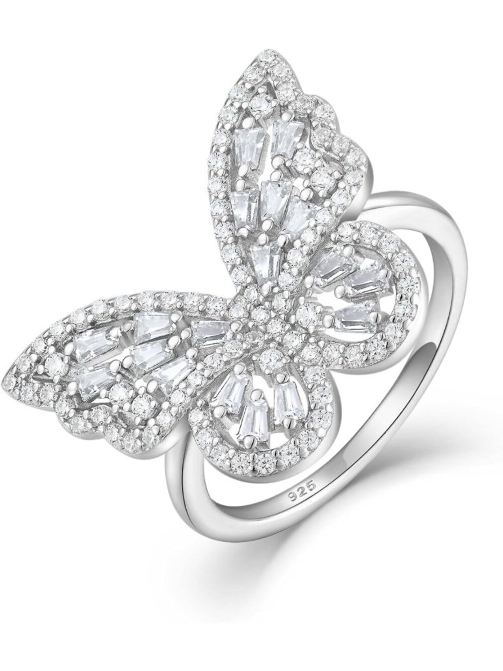 Elegant Butterfly Birthstone Ring for Women - 925 Sterling Silver, Sizes 5-10
